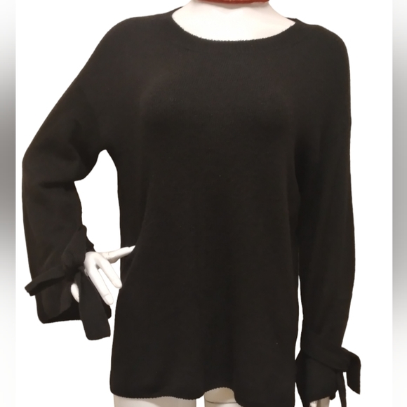 Halogen Tie Bell Sleeve Women Wool Blend Sweater Black Size Small P | Nordstrom. - Picture 4 of 12